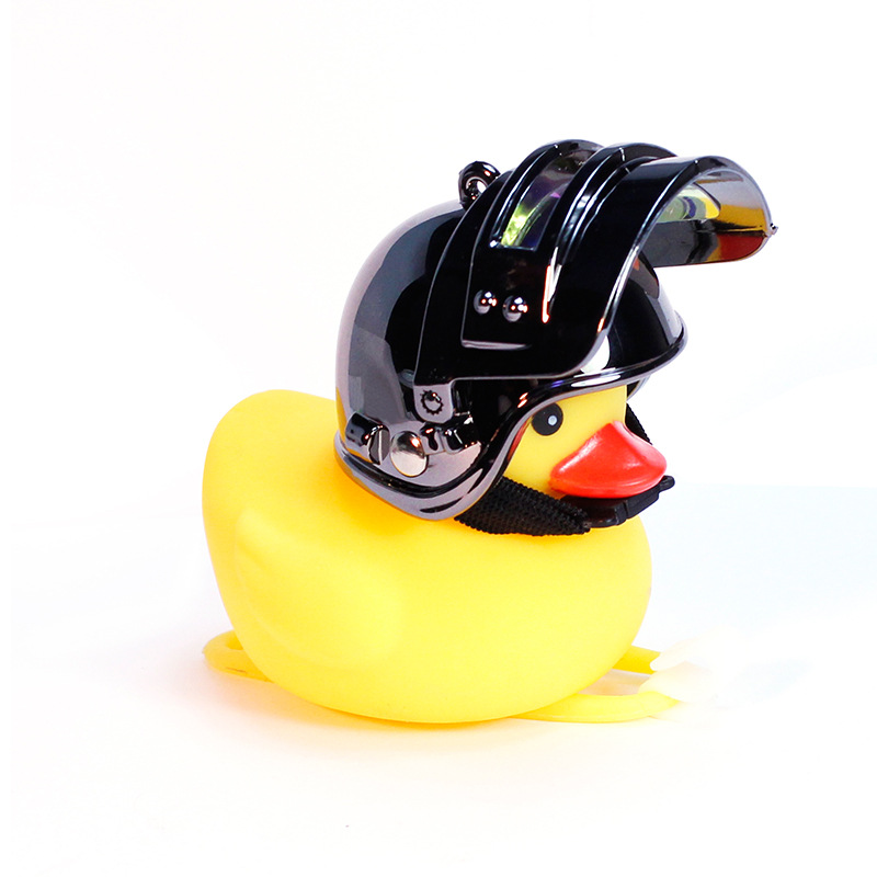 网红车载三级盔破风鸭铃铛头盔摩托涡轮鸭自行车黄鸭头盔喇叭带灯