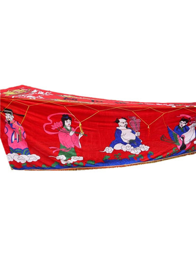 源头厂家 殡葬用品 全套寿衣批发 印花棺罩 龙凤八仙图案大红颜色