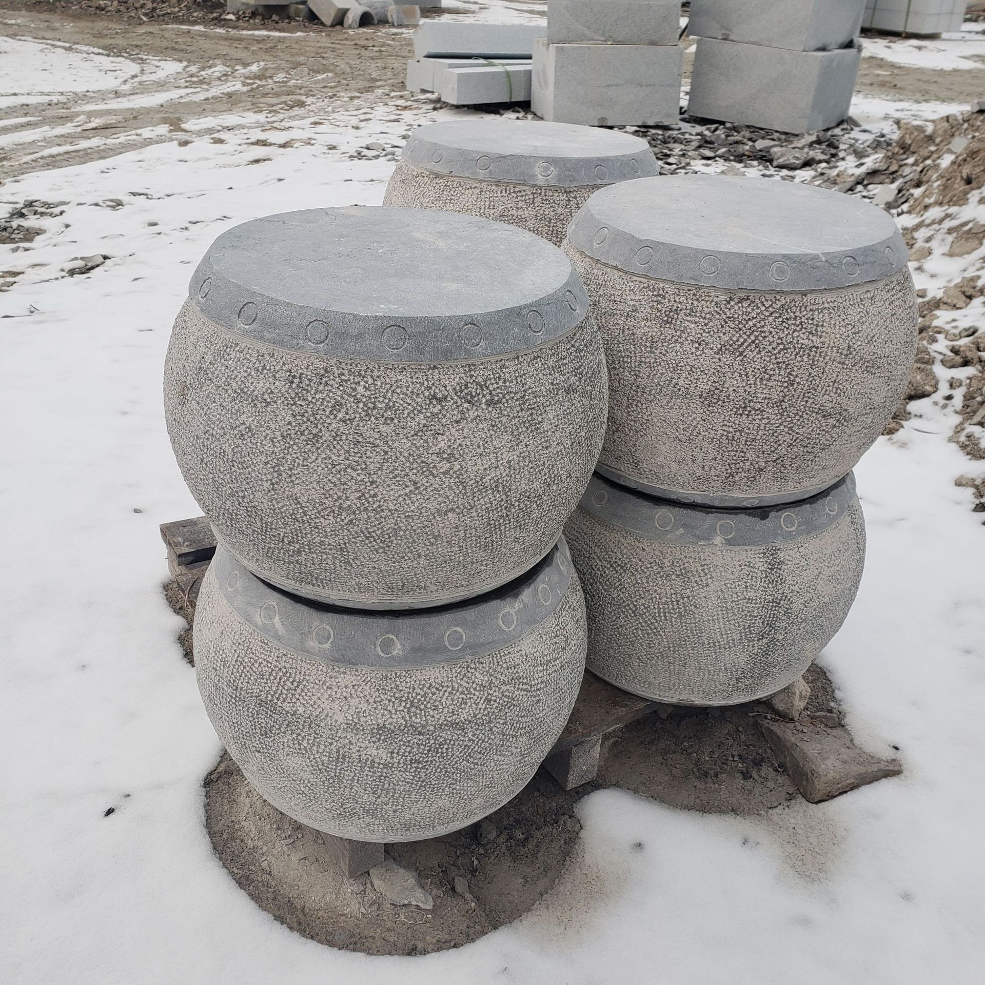 厂家直销 空心石雕柱础 石柱子 寺庙大理石 青石柱墩柱顶石
