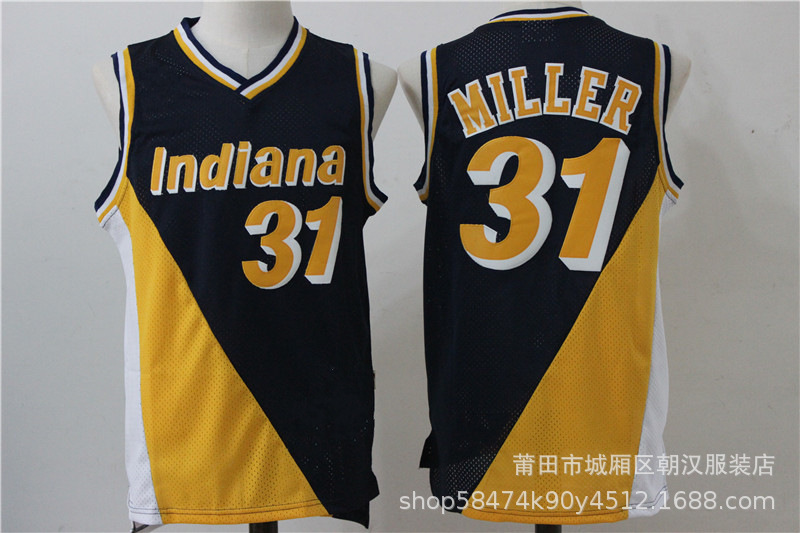 nba球衣 步行者队 31号雷吉-米勒 复古网眼篮球球衣刺绣版nba球衣