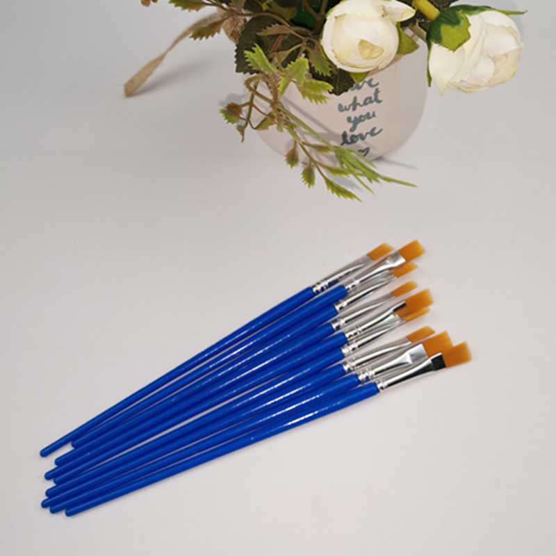 Small Row Pen Nylon Hair Brush Flat Pen Children Graffiti Paint Brush Gouache Pen Oil Painting Brush Plastic Rod Brush