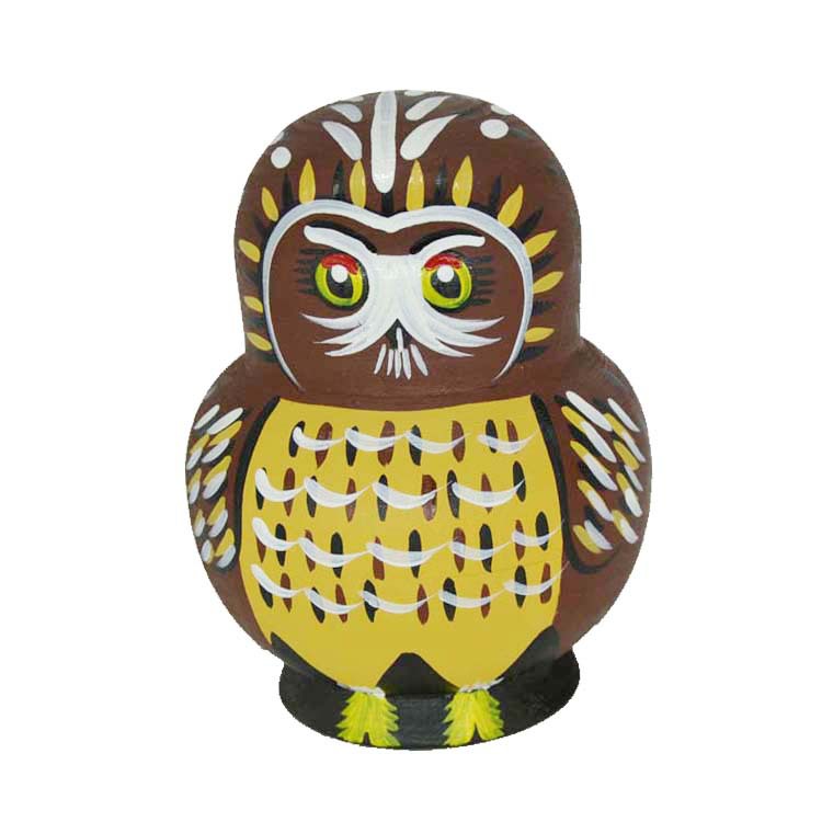 俄罗斯套娃创意套娃儿童玩具10层肚娃猫头鹰 小动物 椴木摆件