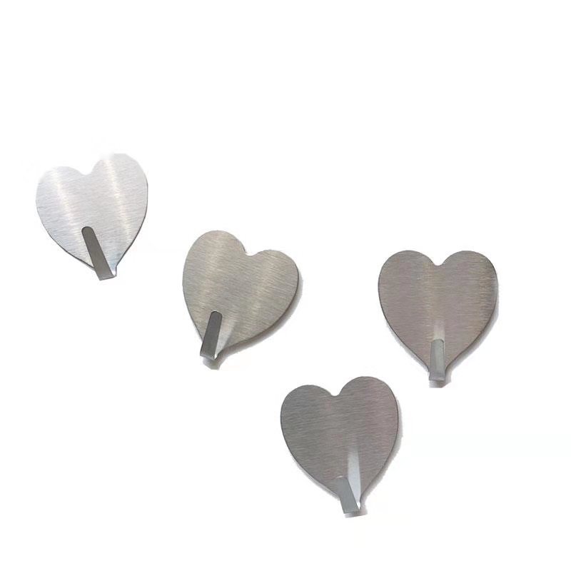 Ins Love Silver Stainless Steel Hook No Nail and No Trace Sticky Hook Chic Decorative Peach Heart Hook 1688 Stall Goods