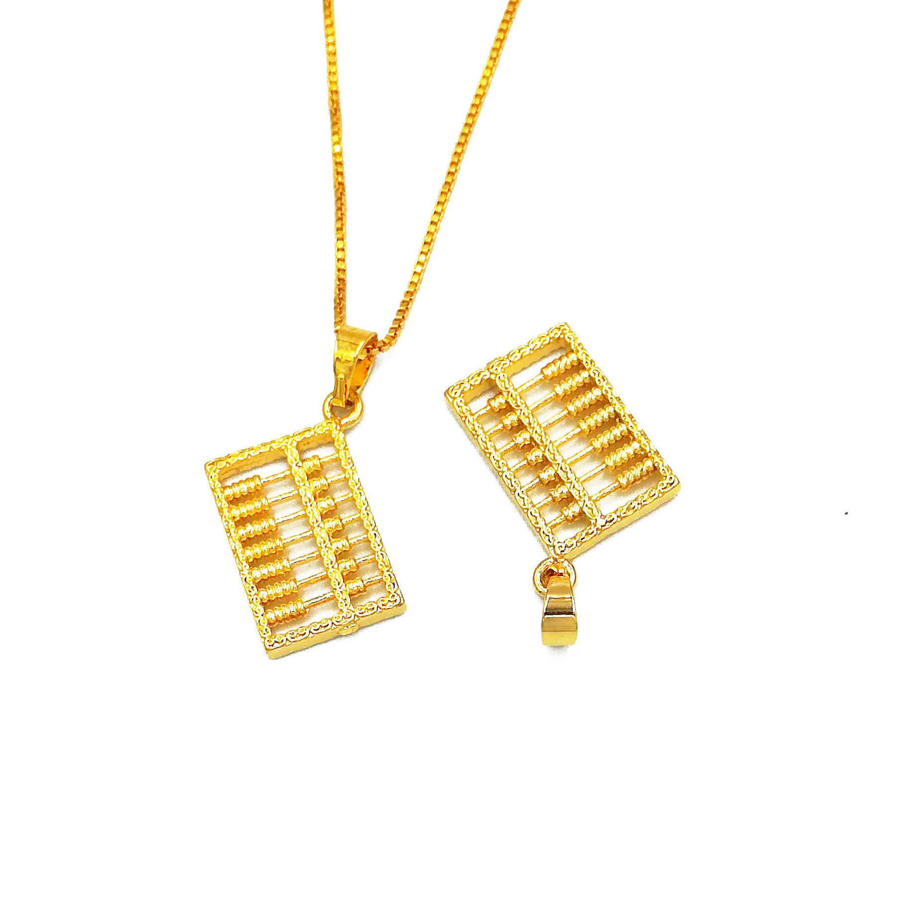 沙金算盘吊坠 黄铜镀真金防越南沙金首饰金算盘招财纳福创意吊坠