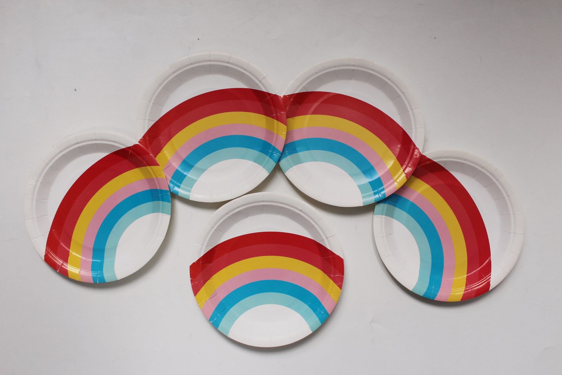 彩虹印刷纸盘可定制厂家直销派对用品