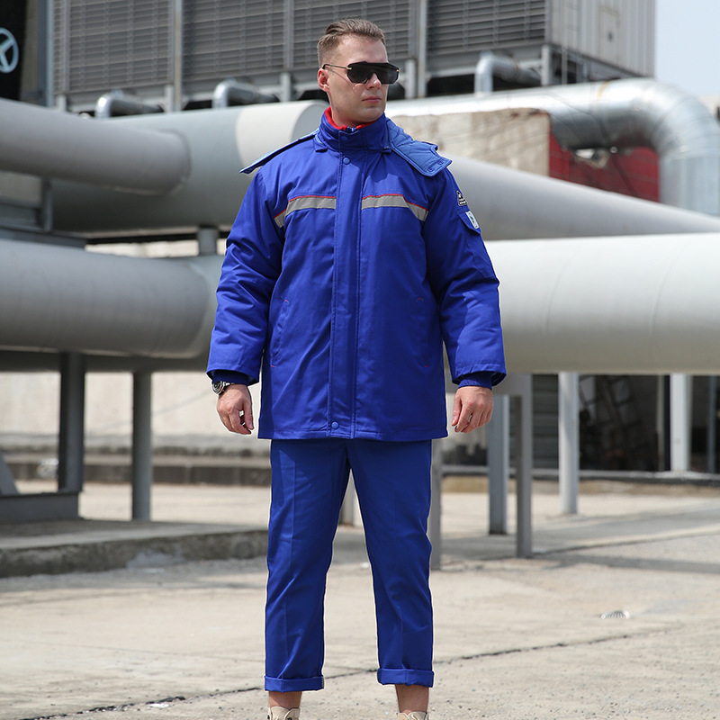 防静电棉衣08 蓝色反光条 斜兜劳保工作服套装车间制服装厂家直销