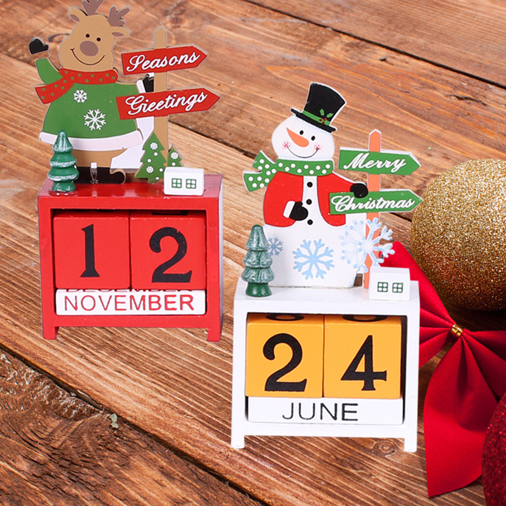 2020新款圣诞节装饰木制日历家居装饰摆件客厅桌面创意圣诞老人日