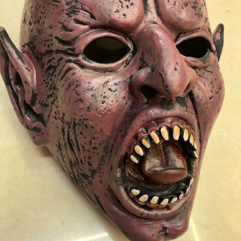 狂欢节高档乳胶逼真撒旦魔王愚人万圣节舞会演出道具恐怖鬼面具