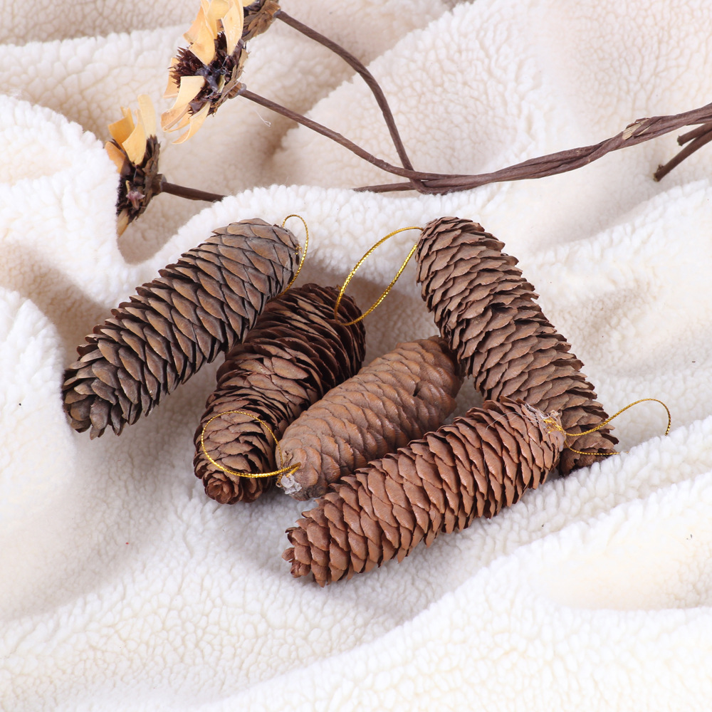 圣诞节布置装饰用品摄影道具圣诞挂件圣诞树装饰品长条天然松果