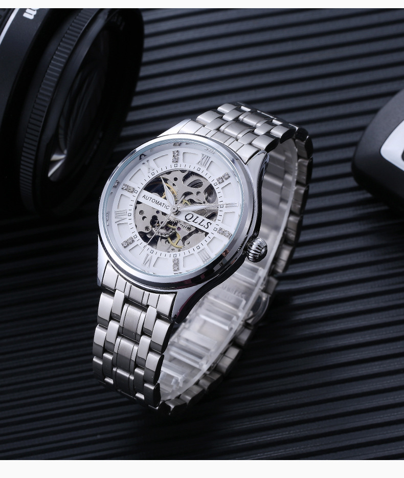 新款奇洛时手表男士机械表全自动镂空运动潮流学生防水夜光特种兵