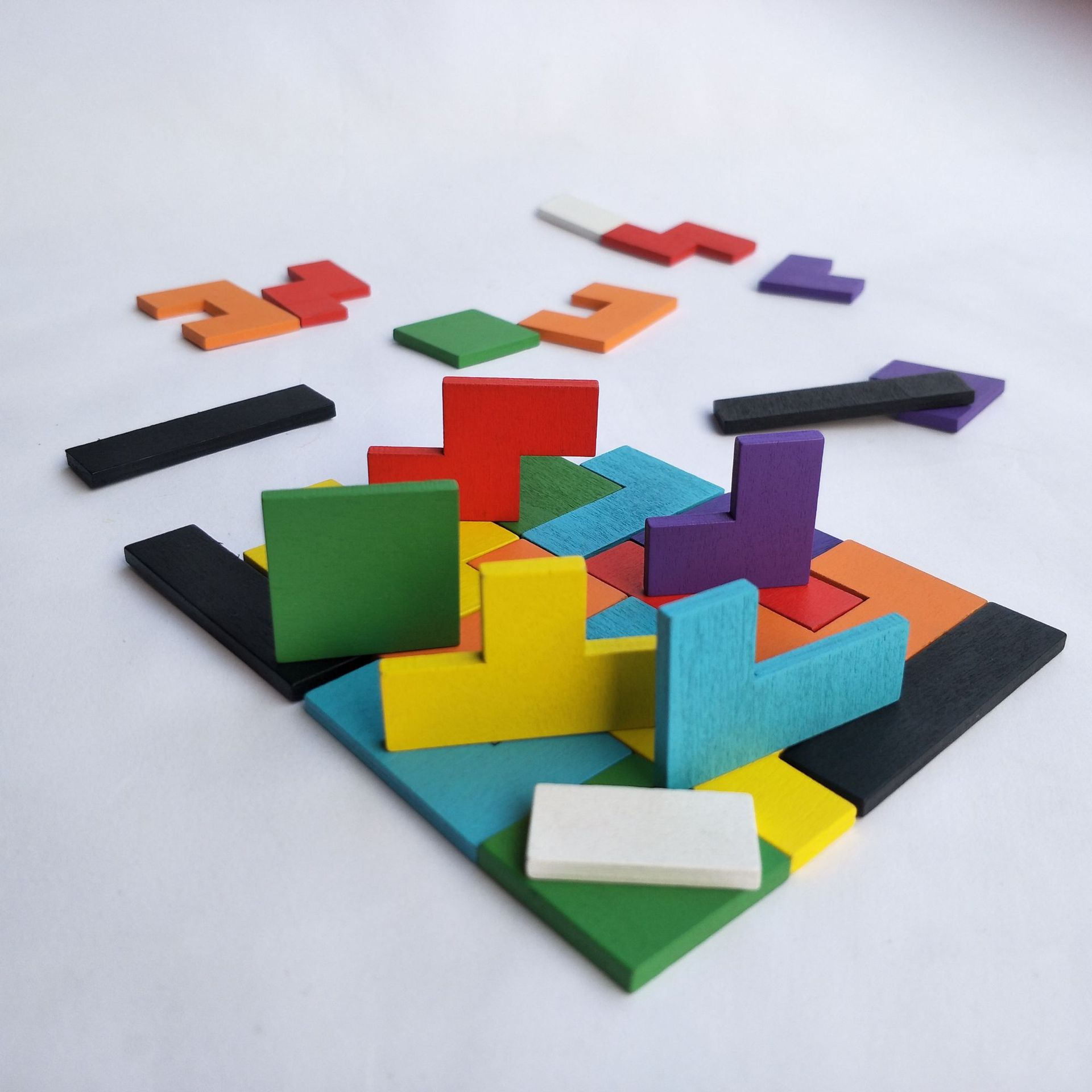 儿童益智俄罗斯方块积木早教木制拼图亲子互动木质游戏拼板玩具