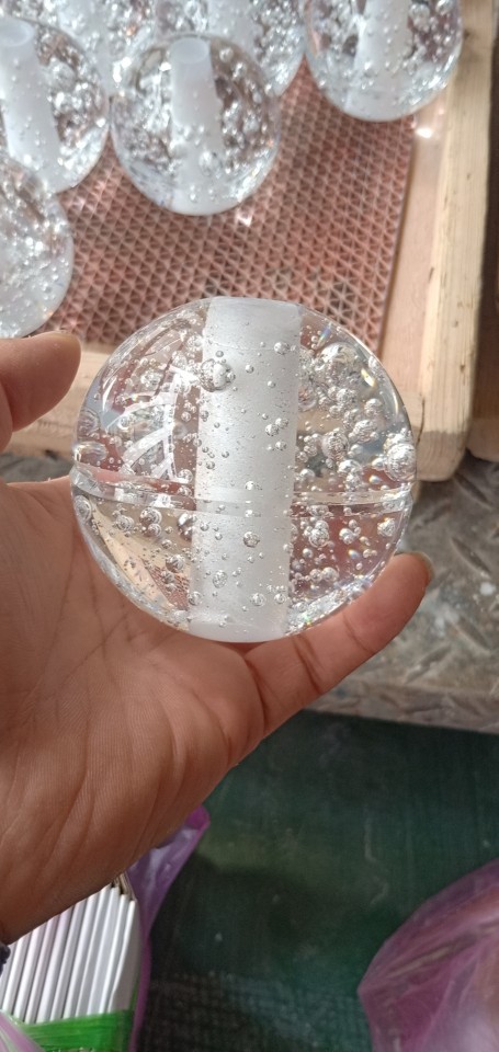 厂家直销水晶汽泡台灯配件中孔水晶球灯罩 玻璃装饰配件 带孔水晶