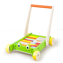 儿童木制多功能多彩手推积木车 学步车 宝宝智力启蒙早教益智玩具