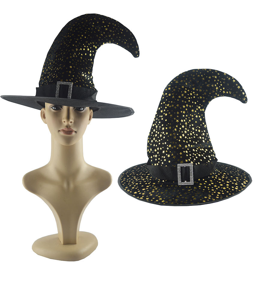 万圣节儿童舞会派对烫金帽卡通帽子成人男巫师帽 女巫婆帽子女巫