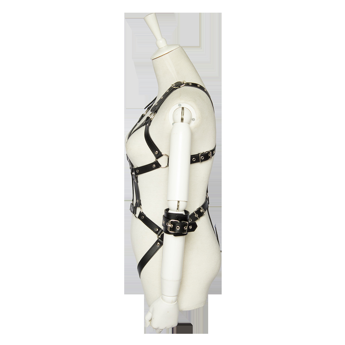 厂家直销外贸批发情趣皮革女用反背手铐束缚衣成人性用捆绑用品