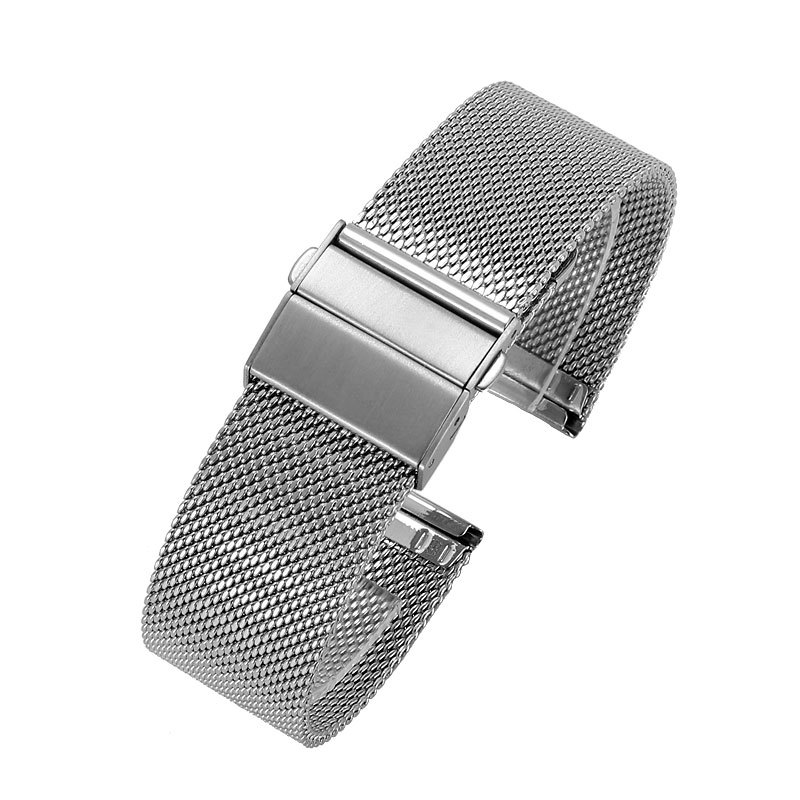 批发现货米兰尼斯钢带304不锈钢表带双按扣06线网带支持定制