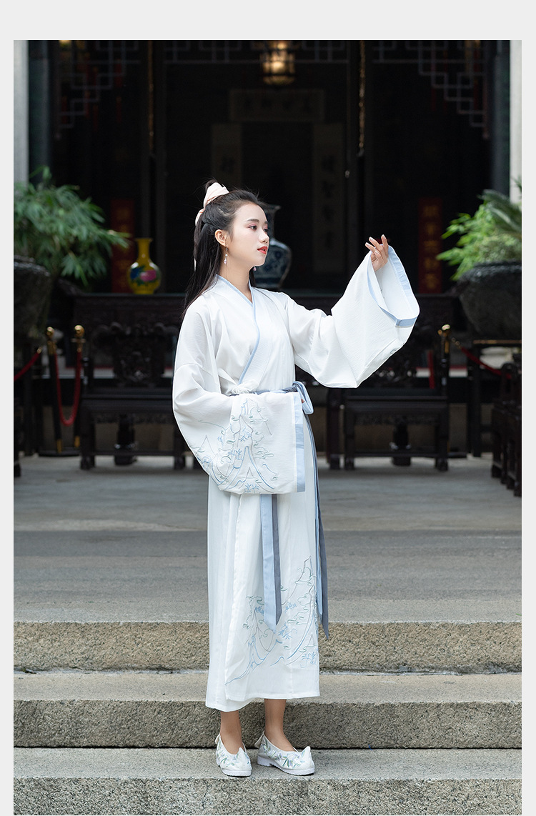 春装新款直裾书生汉服女学生毕业舞蹈表演大氅外套中国风成人礼服