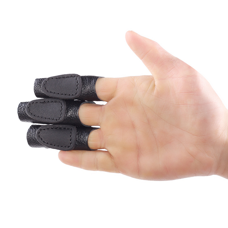 射箭三指独立护指牛皮护手保护手套直拉传统弓反曲弓护具弓箭指套