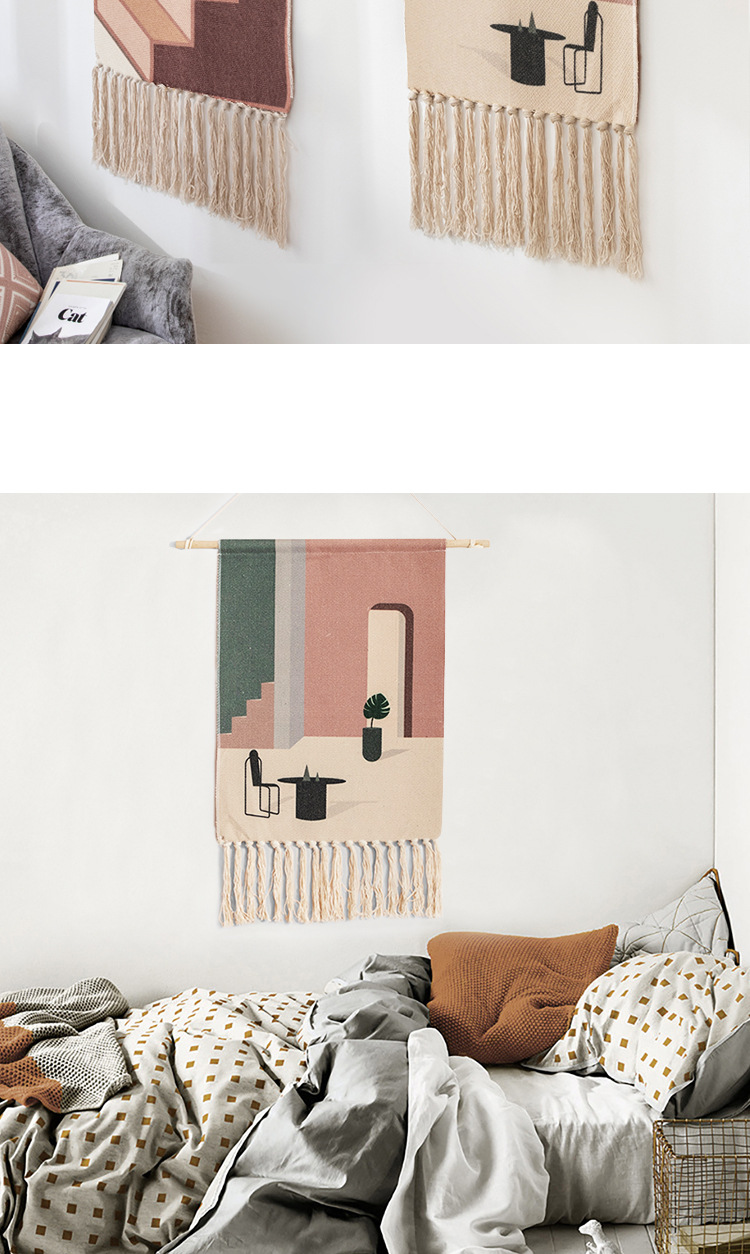 手工编织壁挂装饰波西米亚风挂毯墙面布艺挂画北欧电表箱遮挡挂布