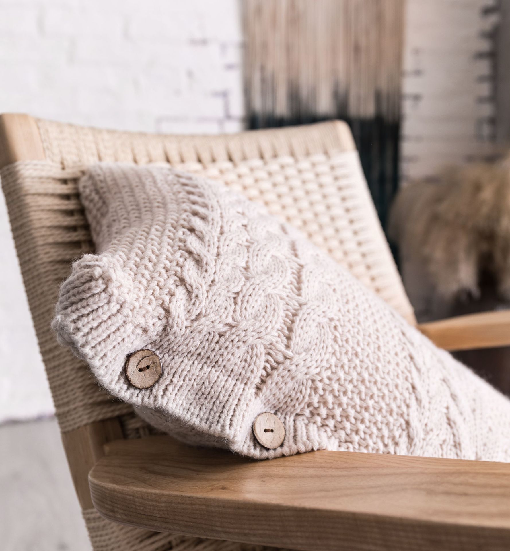 北欧风复古毛线针织麻花靠垫抱枕套双面 粗针麻花长腰枕艺术抱枕