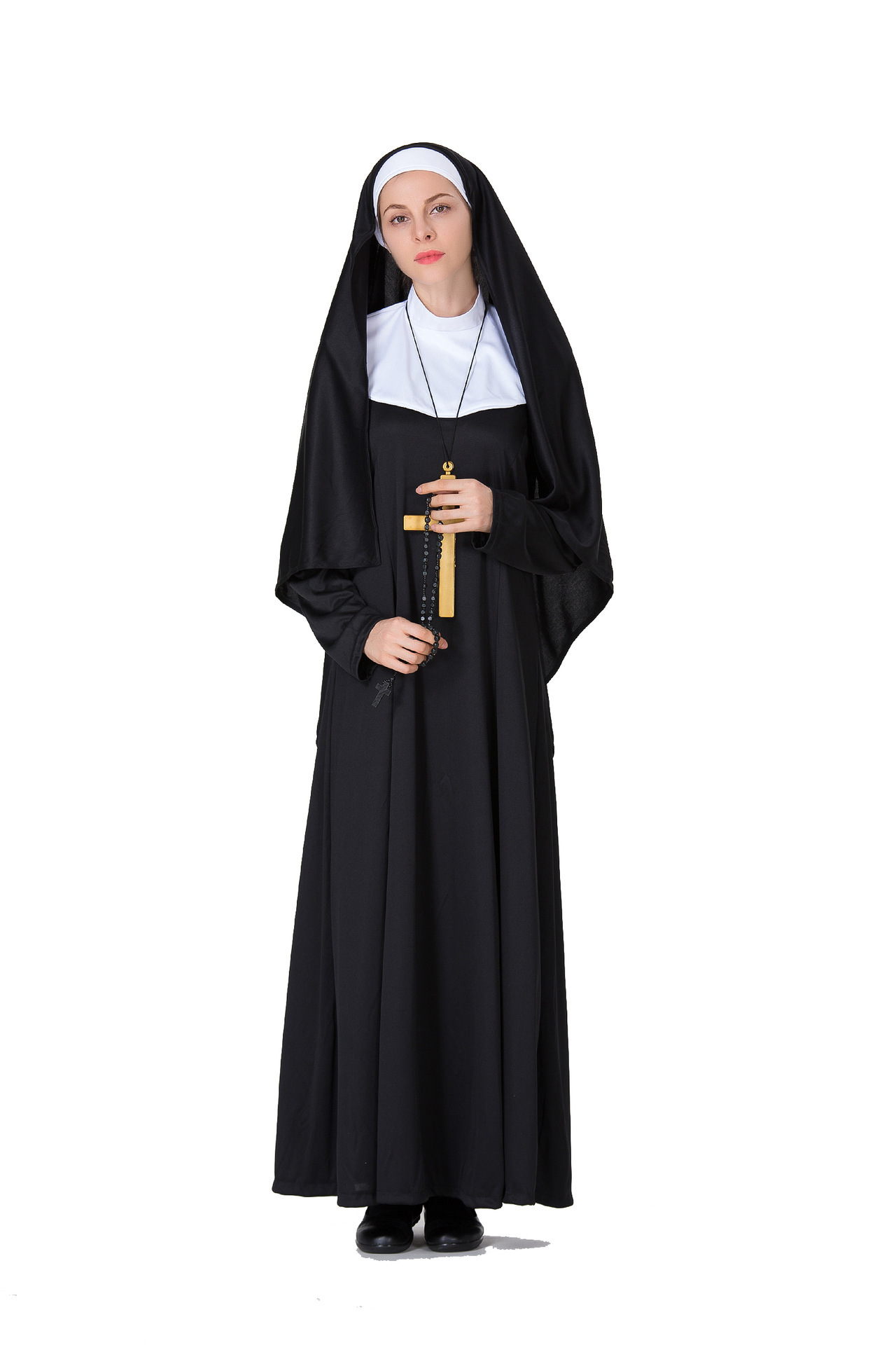 万圣节服装表演服圣母玛利亚服装修女服牧师服装舞会演出服实拍