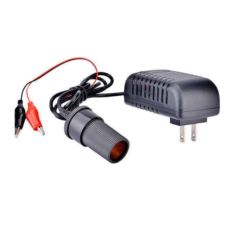 220v转12v美规点烟器2a点烟器 家用点烟器带线带夹子