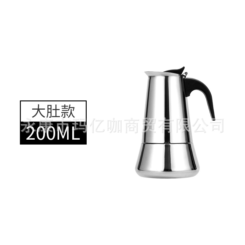 Cross-Border E-Commerce Stainless Steel Coffee Maker Electric Heating Moka Pot Big Belly Coffee Cup Factory Direct Supply Wholesale