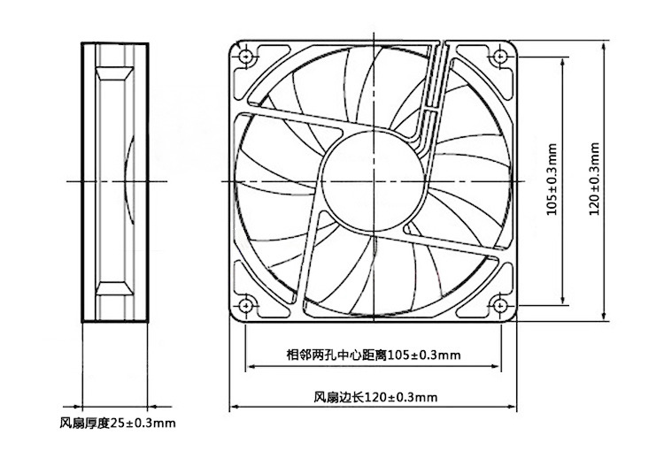 冰曼 超静音台式电脑机箱散热风扇12cm机箱风扇12厘米主机风扇12v