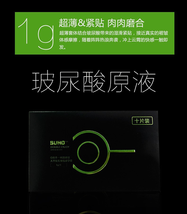 苏荷入珠套二代10只装玻尿酸安全套 超薄避孕套 计生情趣性用品