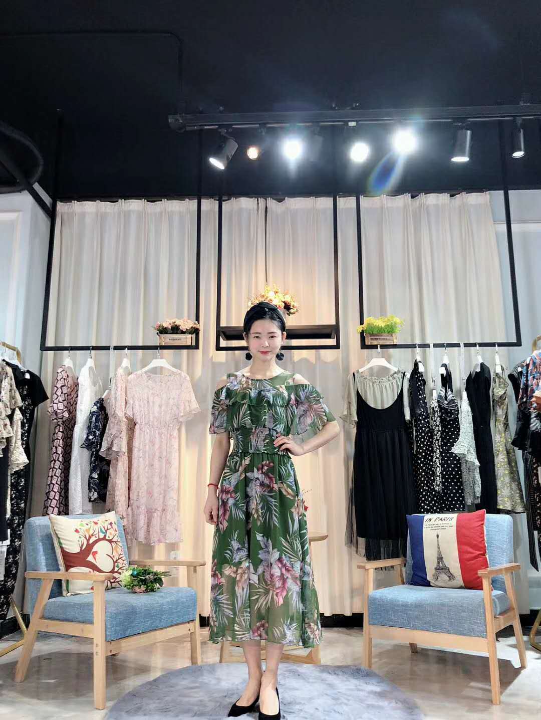 水之恋专柜正品19夏淘宝直播休闲连衣裙 品牌折扣女装批发货.