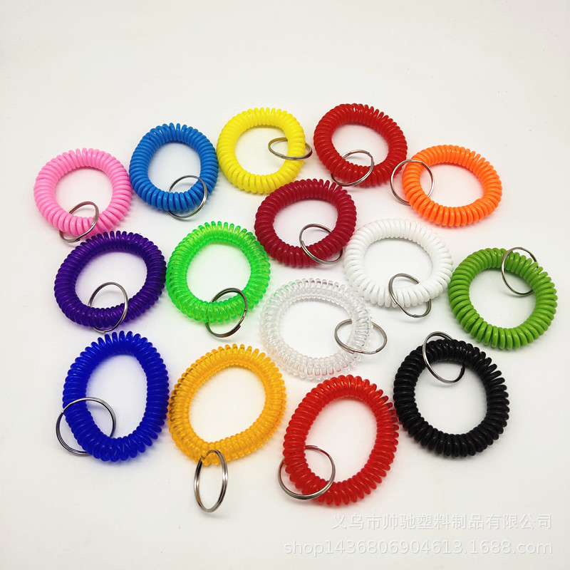 Factory in Stock Wholesale Eva Color Telephone Line Elastic Hand Ring Plastic Spring Key Bracelet Number Plate Hand Ring