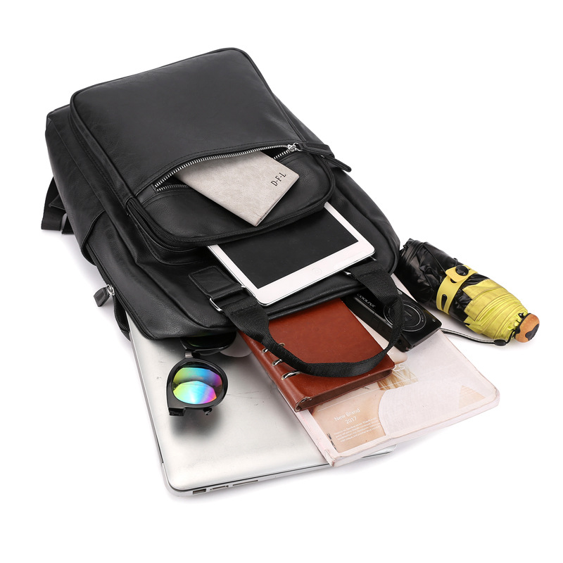 New Men's Backpack Casual Backpack Men's Fashion Computer Bag Leather Bag Large Capacity Business Travel Handbag
