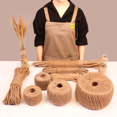 软装饰粗细百搭缠绕瓶罐手工编织圆麻绳相片装饰品黄麻神捆绑绳