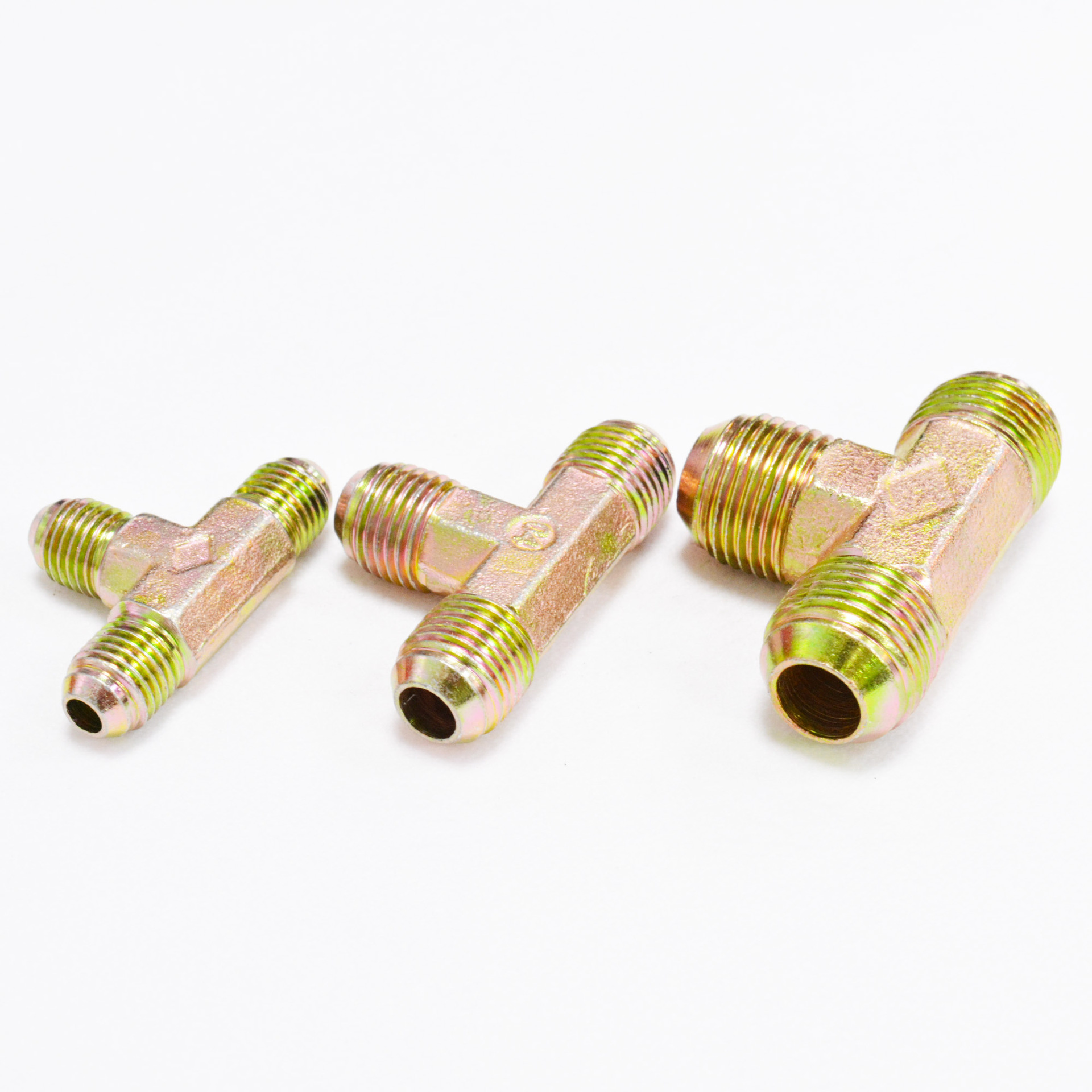 自产自销液压美制三通扩口式高压三通外螺纹油管接头过渡接头