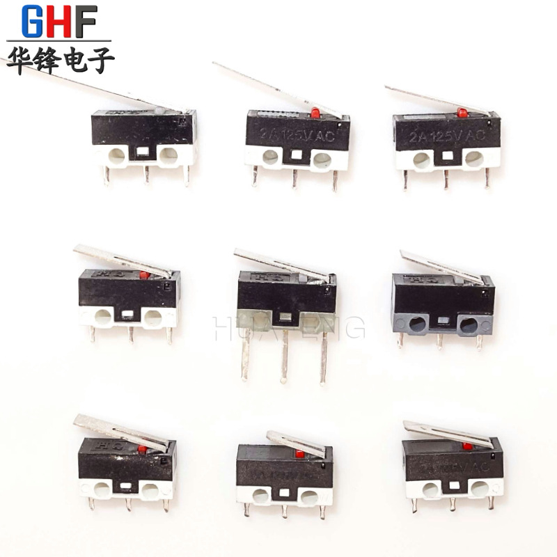 WK-03 Micro Switch Button Mouse Switch Three-Legged Micro Button without Handle Straight Leg 12.8*6.5*10 Red Dot