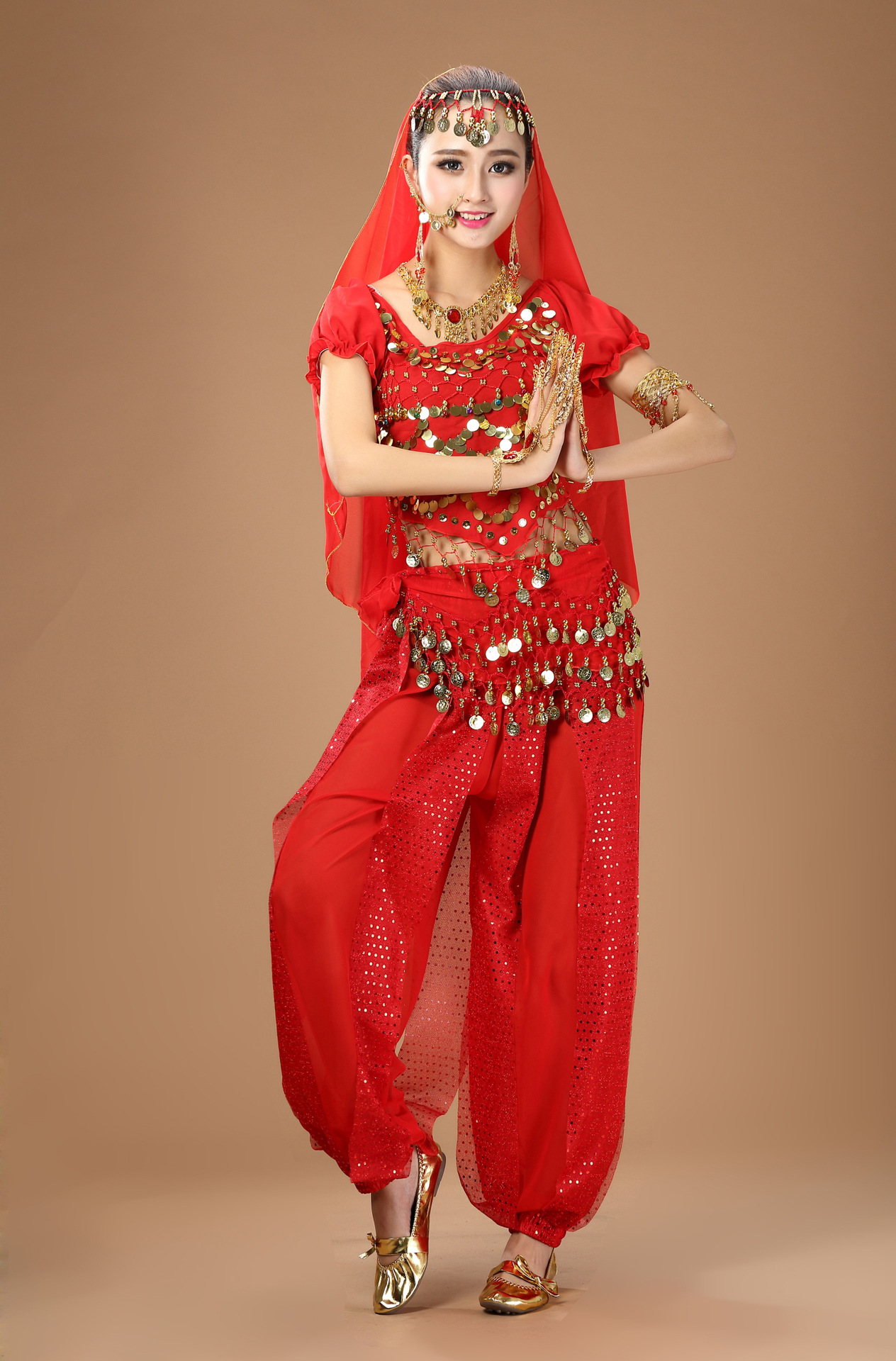 肚皮舞套装服装亮点裤表演服新款成人印度舞演出服装舞蹈练习服装