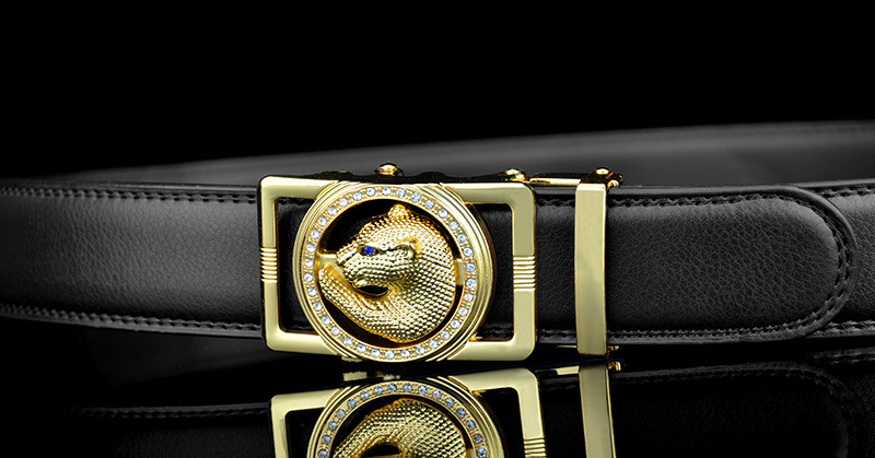 爆款蓝眼豹子头真皮皮带 男士真皮自动扣腰带 中青年休闲韩版裤带