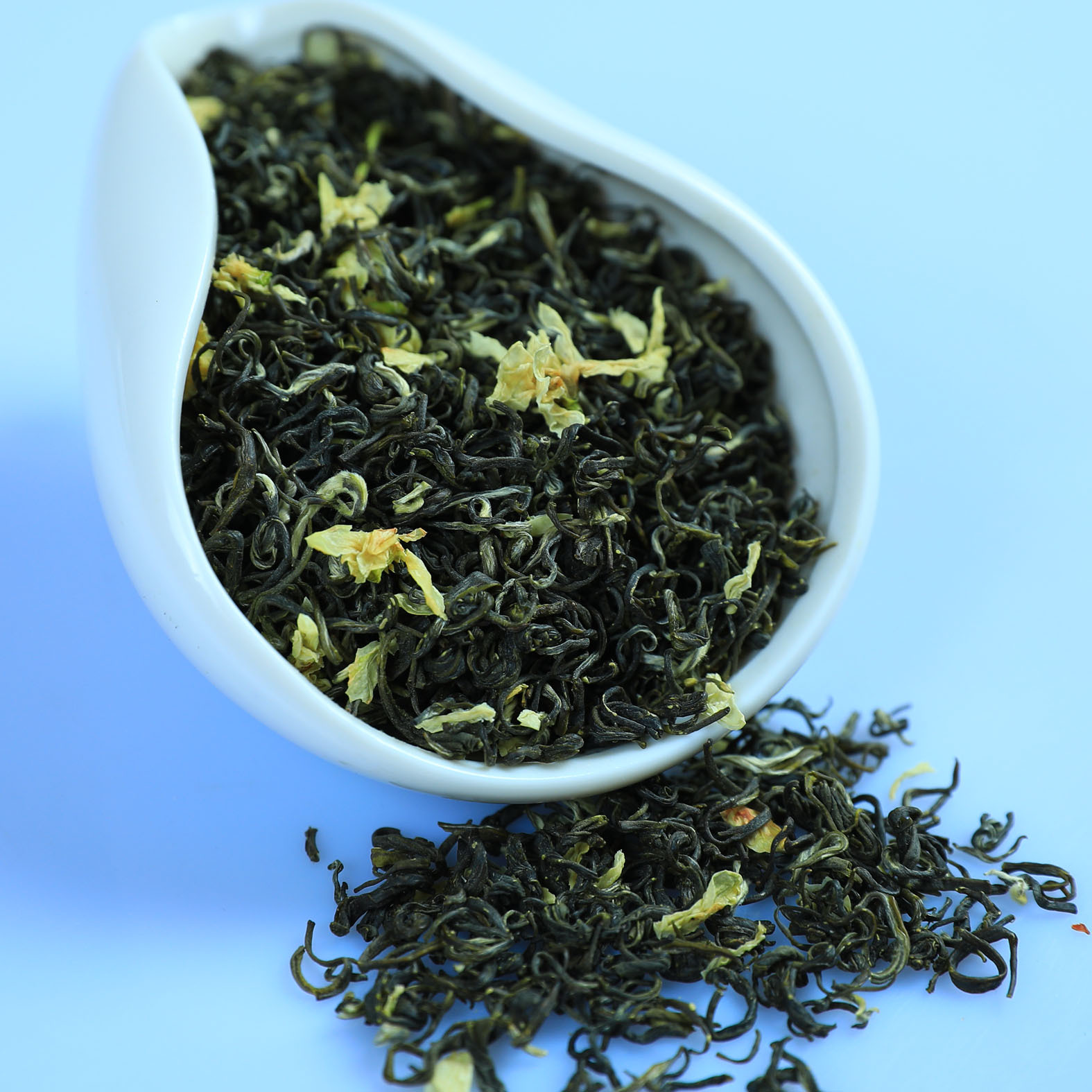 今年新茶碧潭级浓香茉莉飘雪花茶卷曲型甘露嫩芽散装称重花毛峰1