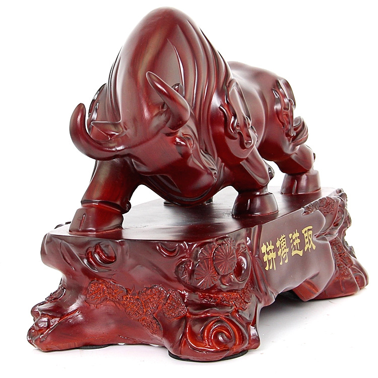 拼搏进取创意华尔街牛办公室书房家居酒柜装饰桌面树脂工艺品摆件