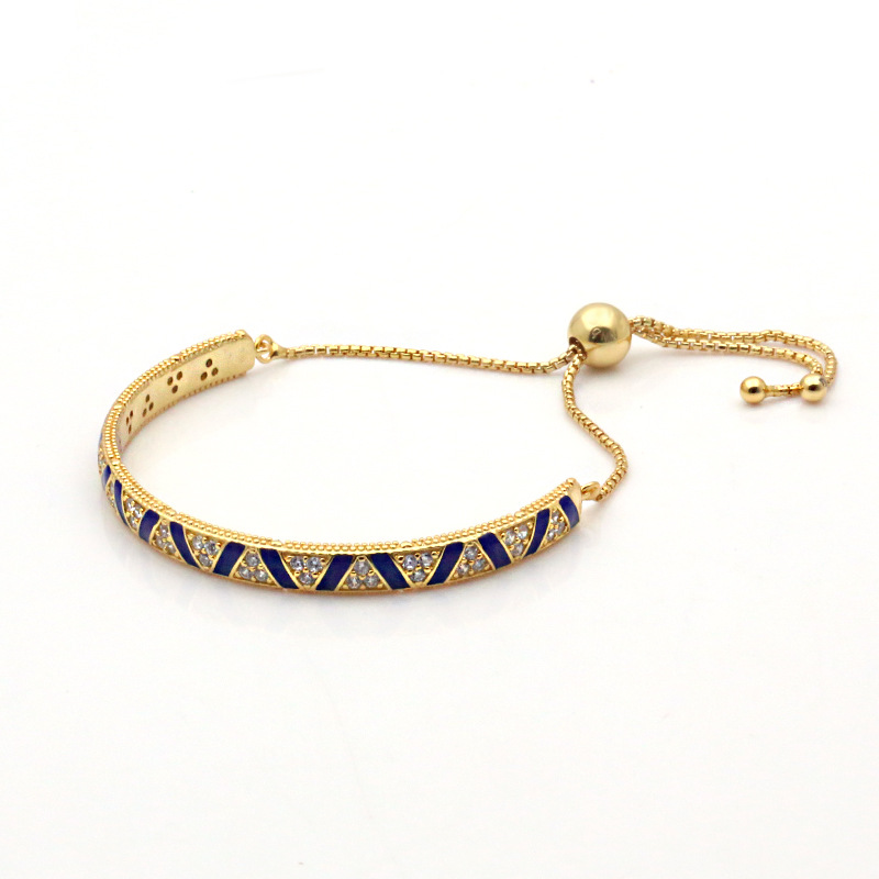 银屋 夏季新品s925银手镯 shine异域宝石与条纹滑动手链绳