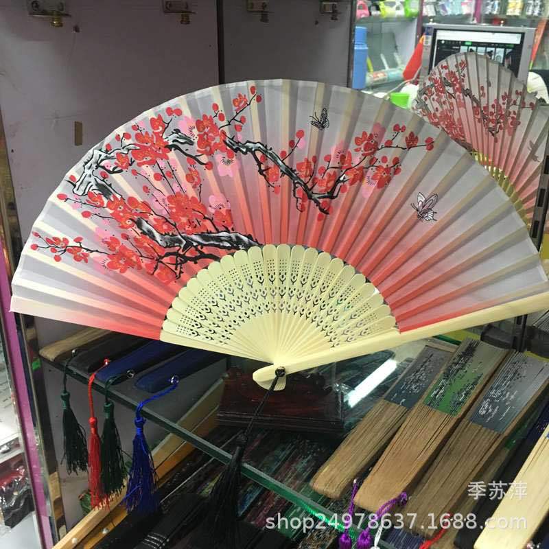 women‘s fan wholesale silk women‘s folding fan bamboo fan japanese style folding fan smile fan