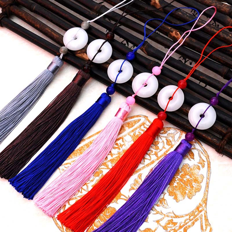 New Imitation White Jade Peace Buckle Tassel Chinese Knot Tassel Pendant Pillow Pendant Cheongsam Hanfu Overlapping-Weight Tassel