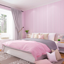 无纺布壁纸-现代简约纯色素色竖细条纹米黄墙纸-卧室客厅酒店9001