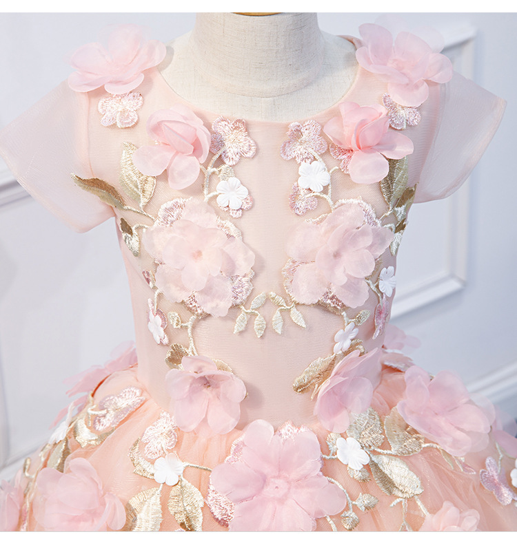 花仙子公主裙粉_儿童公主晚礼服蓬蓬裙结婚花童主持人生日花仙子公主