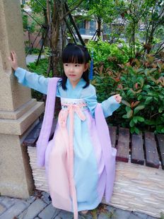 儿童古装仙女服汉服女童公主小孩中国风古代衣服改良襦裙抖音同款