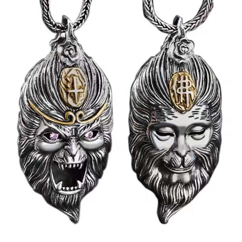 银佳银饰 s925银 齐天大圣孙悟空一念之间佛魔吊坠 一件代发