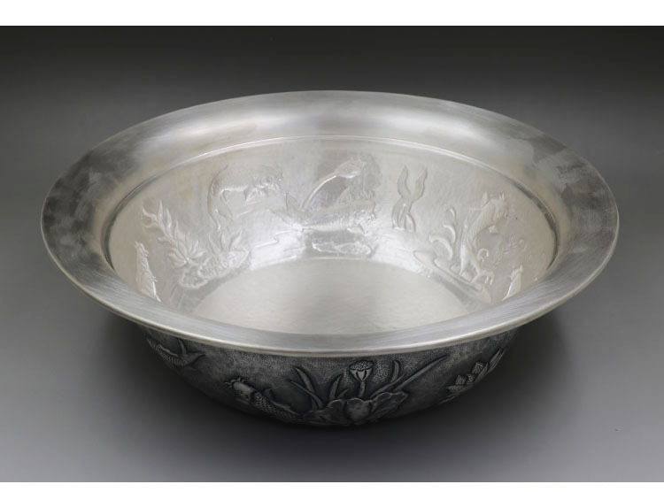 年年有余银盆 足银999纯银大盆食用级大汤盆家用摆件一张打洗脸盆