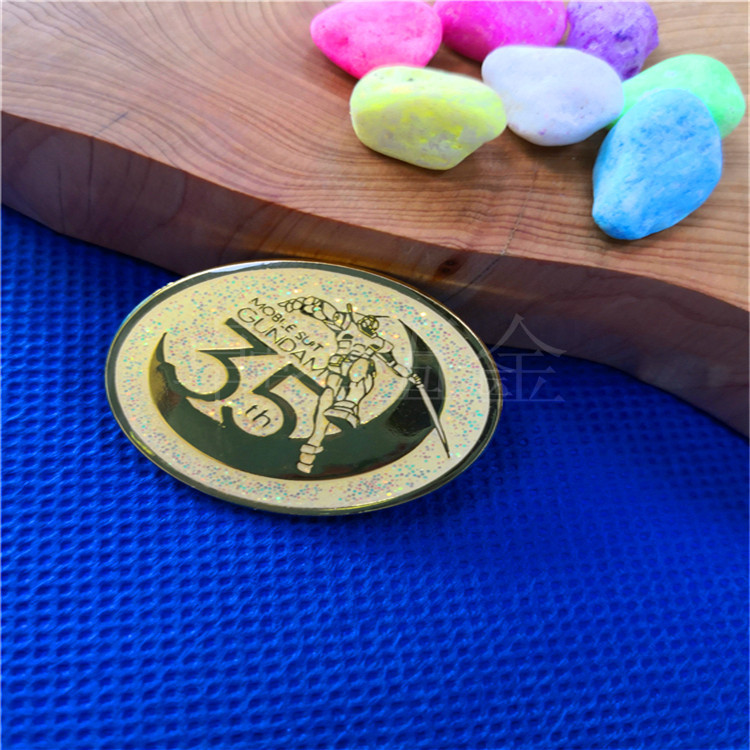 高档金属徽章定制 公司周年庆典徽章定制 金葱粉徽章-阿里巴巴
