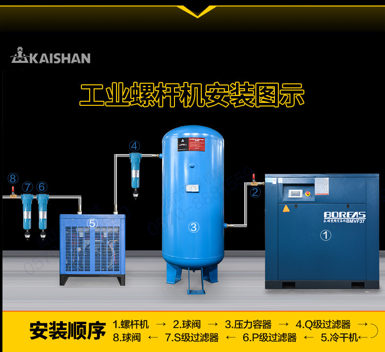 批发供应开山螺杆空压机k37直连工频节能质量可靠