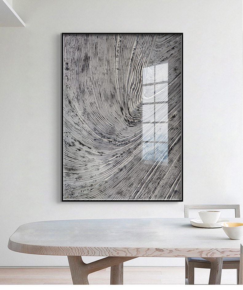 黑白灰装饰画现代简约风格线条纹理小众挂画办公室壁画样板房挂画
